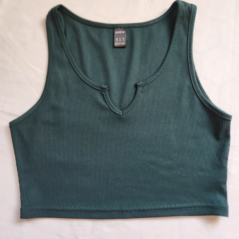 SHEIN Teal Ribbed Crop Top